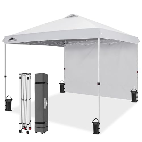 EAGLE PEAK Commercial Canopy 10x10 Pop Up Canopy Tent with 1 Sidewall, Easy Setup Heavy Duty Instant Event Shelter for Vendors & Markets, Outdoor Sun Shade, White - color: White, size: 10x10