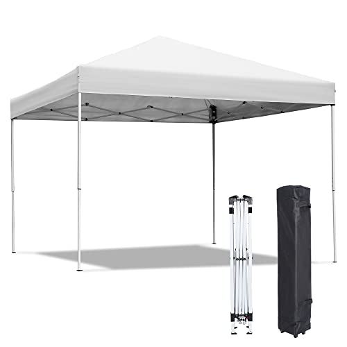ZENY 10x10 Pop Up Canopy Tent Easy Set-up Outdoor Patio Canopy Adjustable Straight Leg Heights Instant Shelter with Wheeled Bag, Ropes - style: 10x10ft-White
