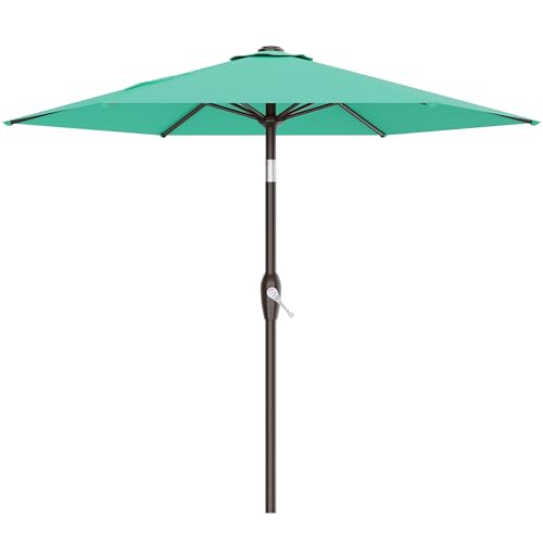 AreShark 7.5FT Patio Umbrella Table Market Umbrella with 6 Sturdy Ribs, Button Tilt/Crank Heavy-Duty Round Outdoor Umbrellas for Garden, Deck, Backyard,and Pool, Aruba Blue - color: Aruba Blue, size: 7.5FT