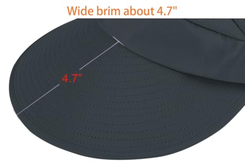 Sun Hats for Women Wide Brim Sun Hat UV Protection Caps Floppy Beach Packable Visor - color: Dark Grey