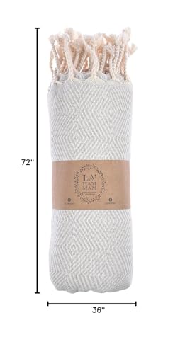 Personalized Embroidered Beach Towel | Throw Blanket, Easy Carry, Sand Free, Highly Absorbent, Quick Dry, Turkish Towels for Camping Bath Sauna Beach Gym Pool Yoga SPA by Lahammam, Mediterranean, Gray - color: Gray, size: Mediterranean