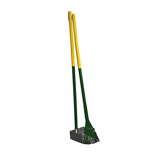 Four Paws Stainless Steel Long-Handled Dog Pooper Scooper Rake & Pan 2 Piece Set, Pet Waste Pickup Tool, 38" x 7" - size: Small, 7" x 7" x 38", style: Rake & Pan Set