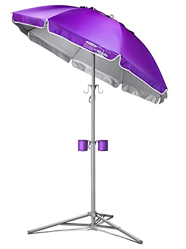 Wondershade Ultimate Portable Sun Shade Umbrella – Lightweight Adjustable Outdoor Patio & Beach Umbrella with Tripod Base (Purple) - color: Purple