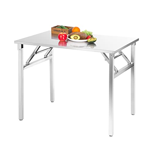 Small Stainless Steel Folding Table, Portable Camp Picnic Party Dining Table No Assembly Sturdy Small Folding Desk (36" x 24")… - size: 36*24