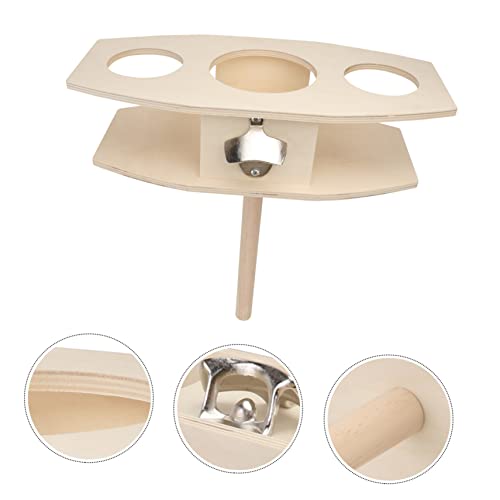 1Pc Natural Wooden Wine Rack Insert Ground Rack for Outdoor Use Easy to Reposition for Picnics Camping Beaches and Concerts Khaki Color Fits Various Bottles and Cans
