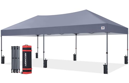 ABCCANOPY 10x20 Pop Up Canopy Tent, Easy Setup Instant Shelter with Wheeled Bag, Heavy Duty Outdoor Canopy for Beach, Market, Backyard, UV Protection, Outdoor Weather Protection (Light Gray, 10x20) - color: Light Gray, size: 10x20