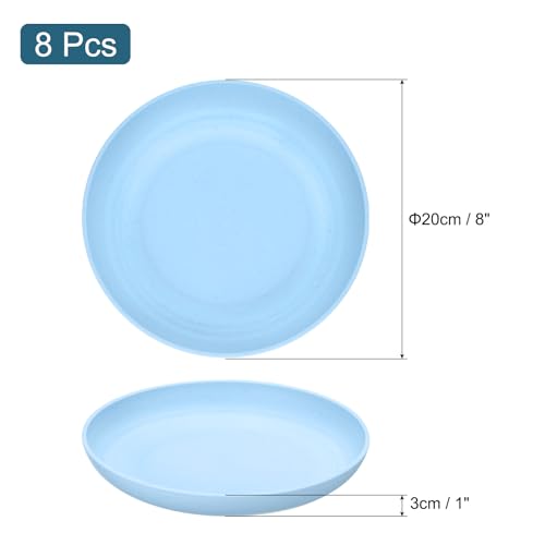 uxcell 8Pcs Plastic Plates Set, 8 Inch Unbreakable Dinner Plates Set Plastic Plates Reusable Dishwasher & Microwave Safe for Restaurants Kitchen Food Outdoor Camping, Light Blue - color: Light Blue, size: 8"