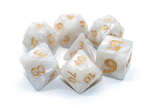 Dice- 25mm DND RPG Dice Set for Dungeons and Dragons D&D Pathfinder MTG Role Playing Dice Giant White Polyhedral Dice with Dice Bag - color: White