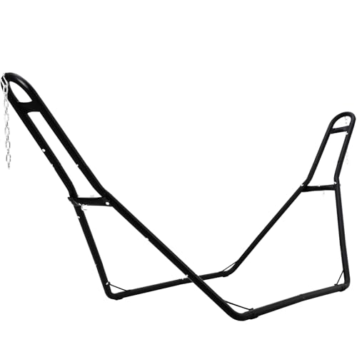 Universal 2 Person Hammock Stand, Heavy Duty Steel Hammock Stand 550 lbs Capacity, Fits 9 to 14 Foot Hammocks for Outdoor Indoor Adjustable Portable Hammock Stand with Chain, Hook, and Carrying Bag - size: Medium