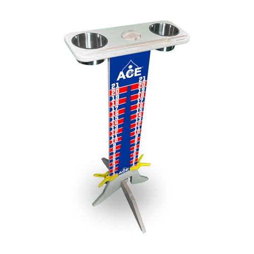 CornholeAce Elite Cornhole Scoreboard 3ft or 5.5ft Tall Hardware Free Stand with UV Printed Score Panel 0 to 21 Phone Tablet Scorekeeping Area Livestream Shelf 2 Drink Holders - size: 3 FT