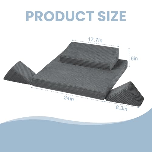 Meditation Cushion Set, Meditation Pillow for Sitting on Floor, Large Yoga Pillow with Knee Support, Washable Zafu Meditation Mat, 3 Shapes Floor Pillow for Adults, Dark Grey - color: Dark Grey