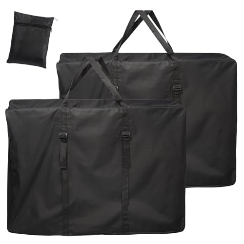 Extra Large Outside Folding Chair Storage Bag with Zipper and Handles, 600D Folding Chair Carry Bag for Zero Gravity Chair Cover, Portable Folding Lounge Chair Carrying Bags, 43" L x 11" W x 29" H - color: Black - 2 Pack