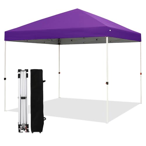 Northroad 10x10ft Pop Up Canopy, Popup Outdoor Canopy Tent with Wheeled Carrying Bag,Portable Gazebo Shelter for Patio,Deck,Garden,Beach（Purple） - color: Purple, size: 10x10