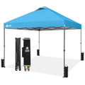 CROWN SHADES 10x10 Pop Up Canopy Tent - Patented Center Lock One Push Instant Outdoor Canopy Beach Tent with STO-N-Go Bag 8 Stakes & 4 Sand Bags，Sky Blue - style: Sky Blue