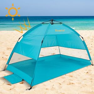 Alvantor® Beach Tent Beach Umbrella Outdoor Sun Shelter Cabana Automatic Instant Pop-Up UPF 50+ Portable Beach Shade Camping Fishing Hiking Canopy Easy Set Up Light Weight Windproof for 2-3 Person - color: Teal, size: 79"x47"x53"