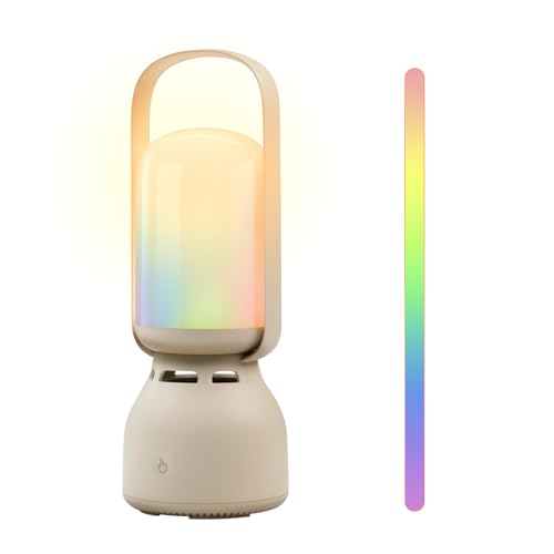 Camping Lantern with Speaker, Portable Rechargeable Outdoor Lantern, 11 Mode RGB Color Dimmable LED Night Light for Camping, Home, Party and Hiking - color: Beige