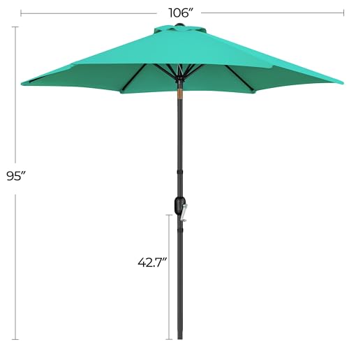 Yaheetech 2 Pack 9FT Outdoor Patio Umbrella Outdoor Table Umbrella w/Push Button Tilt & Crank, Yard Sun Shade UV Protection Waterproof for Pool, Market, Terrace, Beach, Outdoor Restaurant, Turquoise - color: Turquoise, size: 9FT