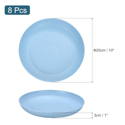 uxcell 8Pcs Plastic Plates Set, 10 Inch Unbreakable Dinner Plates Set Plastic Plates Reusable Dishwasher & Microwave Safe for Restaurants Kitchen Food Outdoor Camping, Light Blue - color: Light Blue, size: 10"