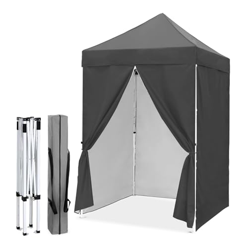 EAGLE PEAK 5x5 Instant Canopy with 4-Side Wall Panels, Small Pop up Portable Canopy Tent with Carry Bag, Light Weight Sun Shelter for Sports, Camping and Beach, Gray - color: Gray