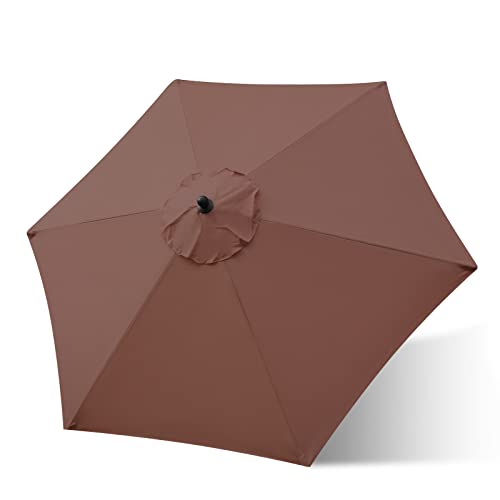 Sunnyglade 7.5ft Patio Umbrella Replacement Canopy Market Umbrella Top Outdoor Umbrella Canopy with 6 Ribs - color: Coffee