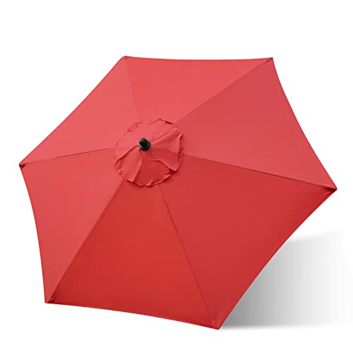 Sunnyglade 7.5ft Patio Umbrella Replacement Canopy Market Umbrella Top Outdoor Umbrella Canopy with 6 Ribs - color: Red