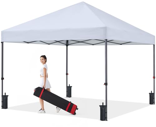 COOSHADE Durable Easy Pop Up Canopy Tent 10x10Ft, with 4 Sandbags(White) - color: White, size: 10x10Ft