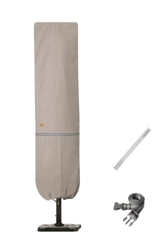 Patio Umbrella Cover with Rod for 7 to 11 Ft Umbrellas & 15 Ft Double-Sided Umbrellas, Protective Waterproof Cover with Zipper, Beige - color: Beige, size: Cantilever 7'-11' or 15' Double Sided