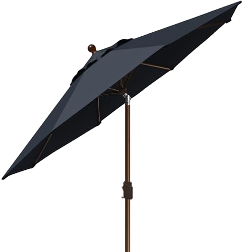 EliteShade USA 10-Year-Non-Fading 9Ft Market Patio Umbrella, UPF 50+ UV Protection Performance Sun Umbrella, Heavy Duty Commercial Grade Outdoor Table Umbrella with Crank & Tilt, Windproof Vented Top for Garden, Pool, Deck and Outdoor Playsets, Black - co