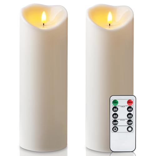 Amagic 4” x 12” Large Outdoor Candles with Timer Waterproof, Flickering Flameless Candles Battery Operated with Remote, Realistic LED Fake Pillar Candle for Lanterns, Patio, Porch, Garden Decor - color: Ivory White, size: D4" x H12"