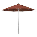 California Umbrella 9' Round Aluminum/Fiberglass Umbrella, Push Open, Silver Pole, Olefin Terracotta Fabric - color: Terracotta