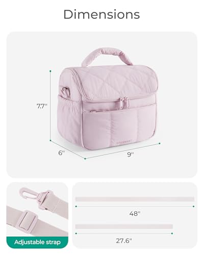 BAGSMART Insulated Lunch Bags for Women, Cute Quilted Lunch Box, Lightweight Puffy Padded Waterproof Lunch Tote, Reusable Lunch Cooler for Work Picnic Travel, Brown Checkerboard - color: Print-Brown Checkerboard, size: Medium(normal)