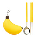 Creative Travel Cutlery Set with Banana Case - Reusable Stainless Steel Spoon, Chopsticks, and Portable Utensils for Office, School, Camping, and Outdoor Activities