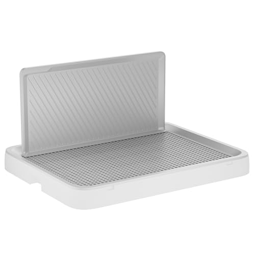 Indoor Dog Potty Tray with High Wall,25.59"X19.69" Pee Pad Holder,Dogs Litter Box,Mesh Training Toilet for Puppy and Small Size Dog,Housebreaking Supplies, Pet Products (White) - color: White