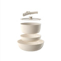 Pots and Pans Set Non Stick, Ceramic Cookware Set Detachable Handle, RV Camping Kitchen Cooking Set Removable Handles, Dishwasher/Oven/Fridge Safe, Induction, Space Saving，Cream White - color: Cream White