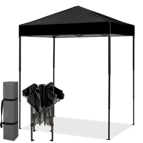 EAGLE PEAK 6x4 Instant Pop Up Canopy Tent, Straight Leg Sun Shelter, Portable Canopy with Carry Bag for Camping, Beach & Sports, Black - color: Black, size: No Wall