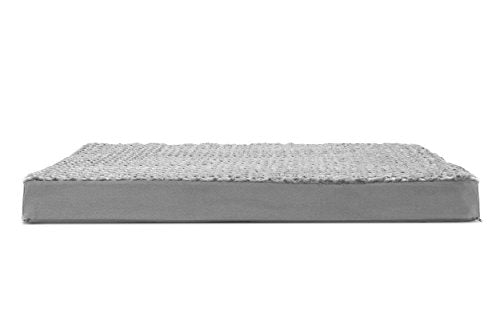 Furhaven Cooling Gel Dog Bed for Large Dogs w/ Removable Washable Cover, For Dogs Up to 95 lbs - Ultra Plush Faux Fur & Suede Mattress - Gray, Jumbo/XXL - color: Ultra Plush Curly Faux Fur (Gray), size: Jumbo