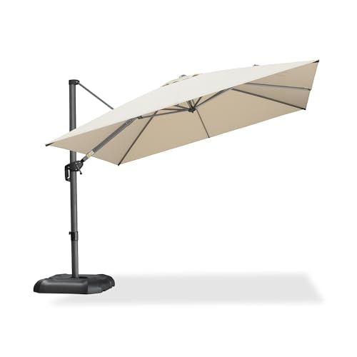 PURPLE LEAF 10 Feet Patio Umbrella Outdoor Cantilever Square Umbrella Aluminum Offset Umbrella with 360-degree Rotation for Garden Deck Pool Patio, Beige - color: Beige, size: 10' X 10', style: Standard