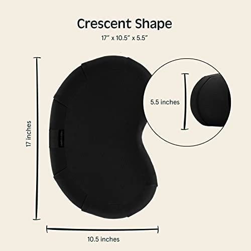 Retrospec Sedona Zafu Meditation Cushion Filled w/Buckwheat Hulls - Yoga Pillow for Meditation Practices - Machine Washable 100% Cotton Cover & Durable Carry Handle, Crescent, Black - color: Black, size: 1 Count (Pack of 1)