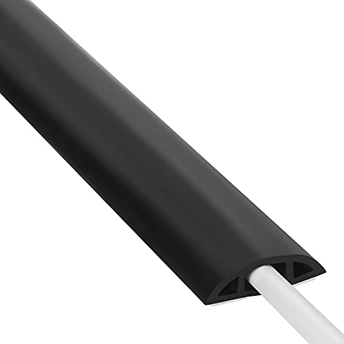 ZhiYo Floor Cord Cover 4ft, Cord Hider Floor Black, Cable Management Cover Prevent Cable Trips, Wire Covers for Electric Power Cords, Wire Protector Cavity W0.47 x H0.28 - color: Black, size: W1.2'' x L4'