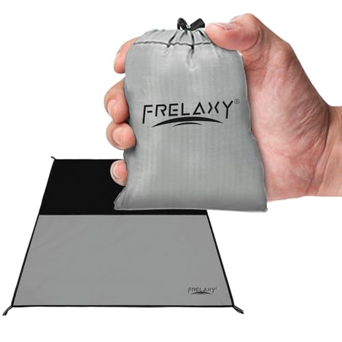 Frelaxy Pocket Picnic Blanket, Waterproof Sandproof Beach Mat, Compact Camping Tarp for Festivals, Hiking, Travel, Outdoor Recreation (Grey, 35'' x 57'') - color: Grey, size: 35'' X 57''