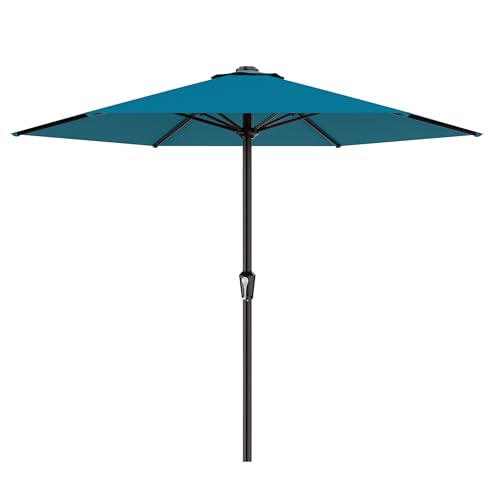 AreShark 11 FT Patio Umbrella for Outdoor, Outdoor Table Umbrella with Push Button Tilt and Crank, Outdoor Patio Umbrellas with 6 Sturdy Ribs, Patio Umbrellas for Market, Garden, Pool (Lake Blue) - color: Lake Blue, size: 11ft