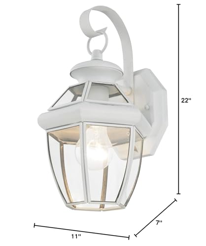 Livex Lighting 2051-03 Monterey 1 Light Outdoor White Finish Solid Brass Wall Lantern with Clear Beveled Glass - color: White