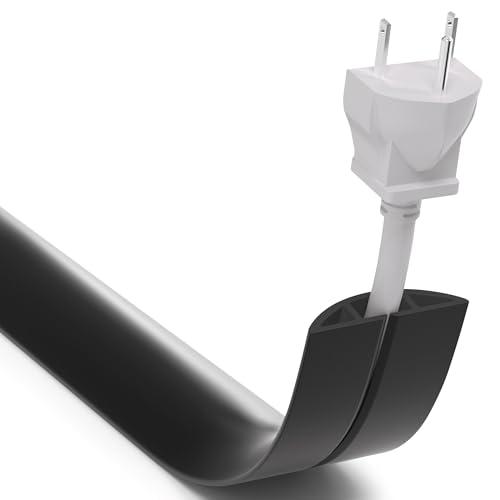 ZhiYo 5.6ft Cord Covers for Wires on Floor, Cord Hider Floor Hide Extension Cords, Soft PVC Cable Cover Cable Protector, Wire Cavity W0.62in H0.31in, Black - color: Black, size: 1.6'' W X 5.6' L