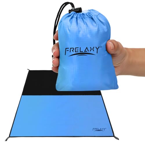 Frelaxy Pocket Picnic Blanket, Waterproof Sandproof Beach Mat, Compact Camping Tarp for Festivals, Hiking, Travel, Outdoor Recreation (Blue, 57'' x 71'') - color: Blue, size: 57'' X 71''