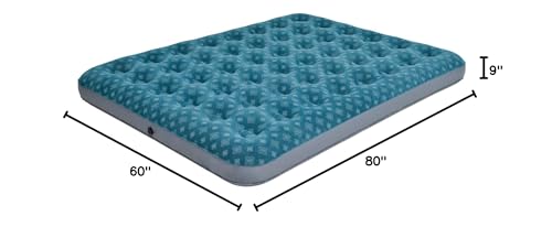 DIMAR GARDEN Queen Size Air Mattress Inflatable Bed Sleeping Pad for Camping, Patterned Flocking Blue - size: Queen