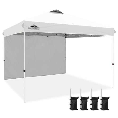 EAGLE PEAK Commercial Canopy 12x12 Pop Up Canopy Tent with 1 Sidewall, Easy Setup Heavy Duty Instant Event Shelter for Vendors & Markets, Outdoor Sun Shade, White - color: White, size: 12x12