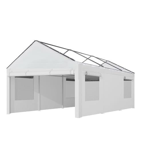 Carport Replacement Side Wall Tarp Top for 10' x 20' Carport Frame Replacement Sidewall Cover (White Top Cover and Frame Not Included)