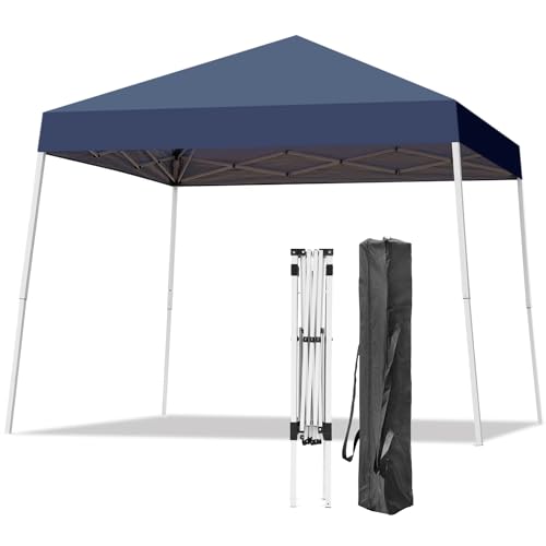 Canopy Tent, 10X10 FT Pop Up Canopy Outdoor Instant Tent Slant Legs with Carrying Bag, Portable Gazebo Shelter for Patio Deck Garden and Beach - 8X8 FT Canopy Cover (Dark Blue) - color: Navy Blue