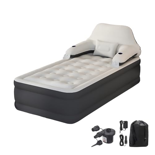 DIMAR GARDEN Twin Size Air Mattress with Headboard and Pump,Blow Up Mattress Inflatable Bed with Pillows - size: Twin