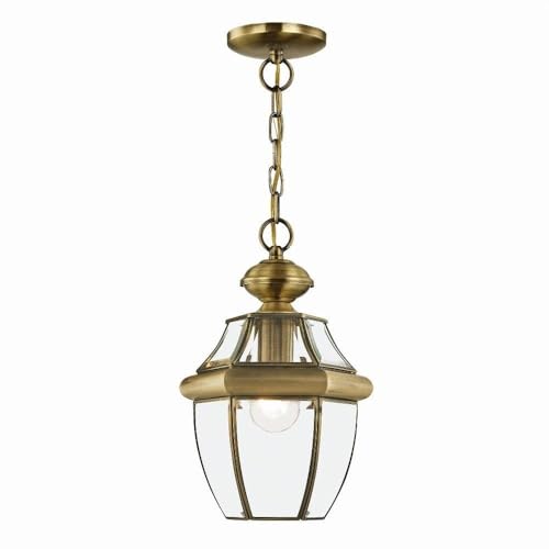 Livex Lighting 2152-01 Monterey 1-Light Outdoor Hanging Lantern, Antique Brass - color: Antique Brass